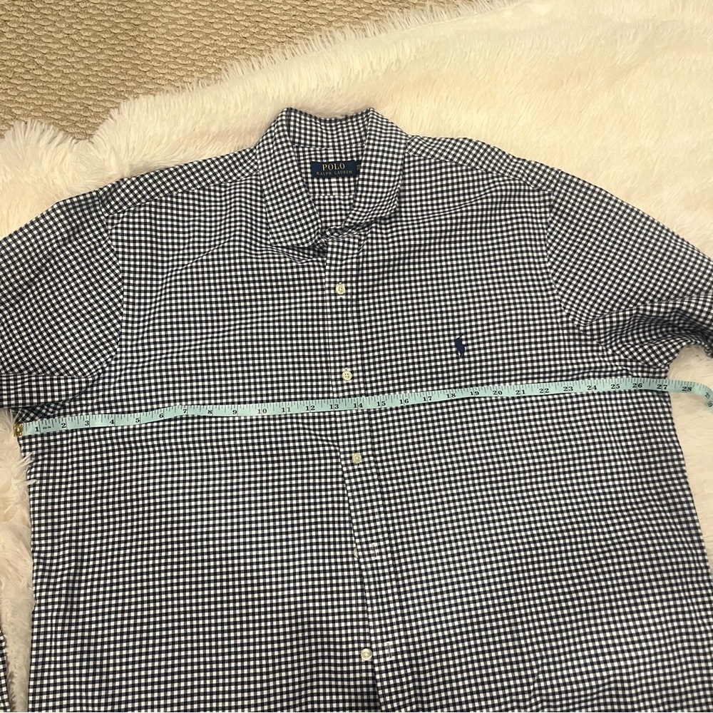 Polo Ralph Lauren Men’s Collared Button Down Gingham Cotton XXL Navy Blue White - Picture 12 of 12